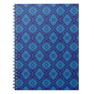 Carnet "Fleurs bleues" floral arabesque motif