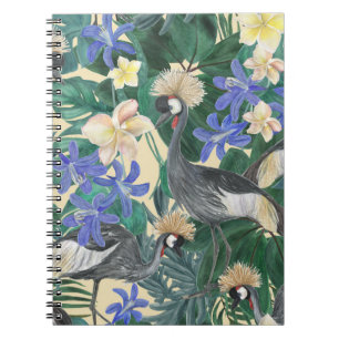 Carnet Fleurs Bleues Plumeria, Aquarelle Sans Couleur.