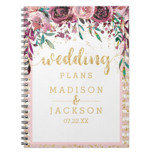 Carnet Fleurs bleues Stripes & Wedding planner or