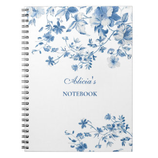 Carnet Fleurs bleues vintages Toile de Jouy