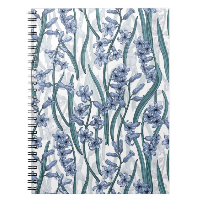 Carnet Fleurs Blue Hyacinth sur blanc (Devant)