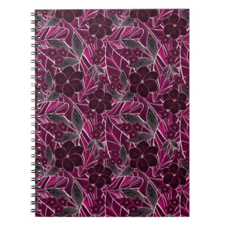 Carnet Fleurs bordeaux.