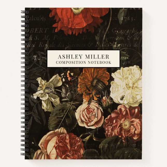 Carnet Fleurs botaniques vintages personnalisées (Devant)