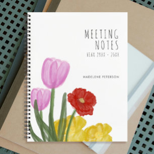 Carnet Fleurs colorées à l'eau de la main authentique