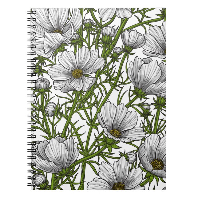 Carnet Fleurs cosmos blanches (Devant)