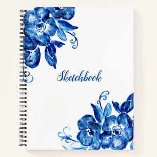 Carnet Fleurs d'aquarelle bleue