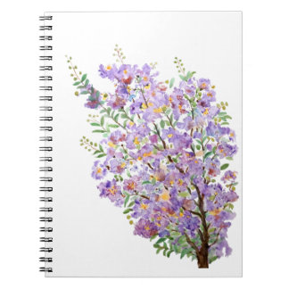 Carnet fleurs d'aquarelle de myrte violette