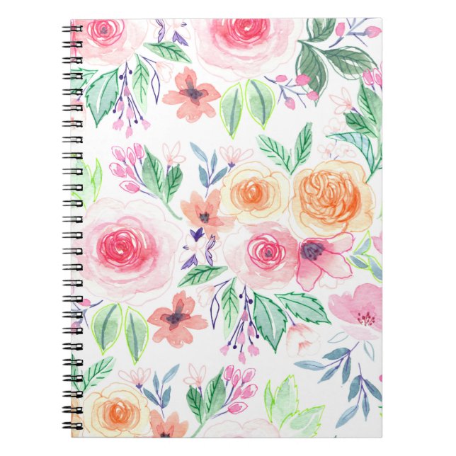 Carnet Fleurs d'aquarelle et feuilles (Devant)