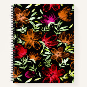 Carnet Fleurs d'aquarelle rouge 3