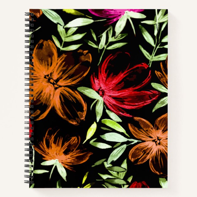 Carnet Fleurs d'aquarelle rouge 6 (Devant)