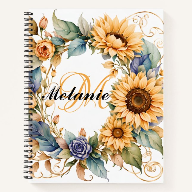 Carnet Fleurs de couleur aquarelle | Nom floral & Mug mon (Devant)