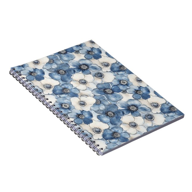 Carnet Fleurs de Denim Bleu Blanc (Côté Droit)