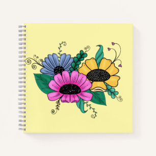 Carnet Fleurs de dessin colorées