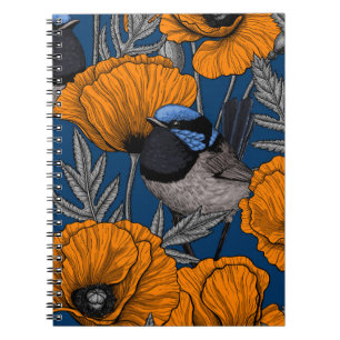 Carnet Fleurs de fleurs et fleurs de pavot orange