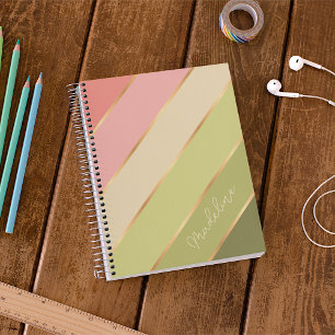 Carnet Fleurs de fougère vertes personnalisées rose blush