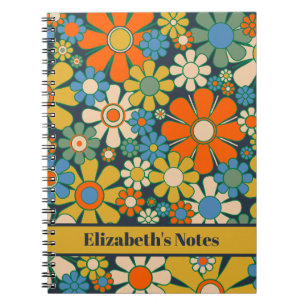 Carnet Fleurs de Jardin Rétro 60s les années 70 motif Flo