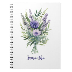 Carnet Fleurs de lavande violettes personnalisées Eucalyp