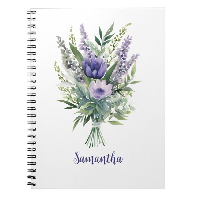 Carnet Fleurs de lavande violettes personnalisées Eucalyp (Devant)