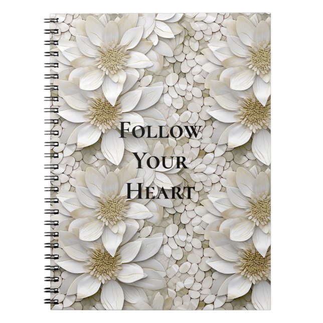 Carnet Fleurs de Lotus Blanc Or (Devant)