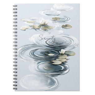 Carnet Fleurs de lotus et nénuphars de sérénité bleu pâle
