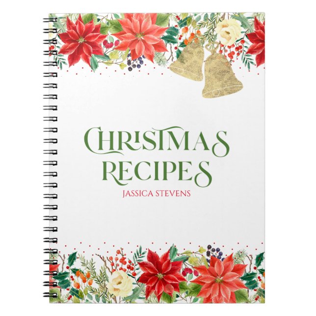 Carnet Fleurs de Noël et typographie de poinsettia (Devant)