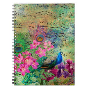 Carnet Fleurs de paon et musique