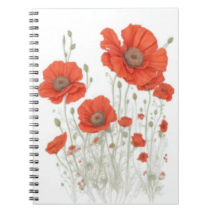 Carnet Fleurs de pavot orange