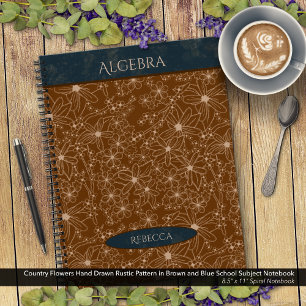 Carnet Fleurs de pays Brown Blue School Nom du sujet