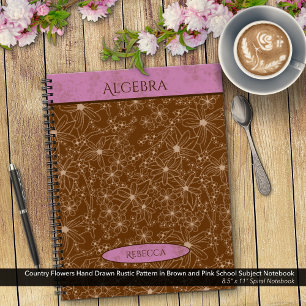 Carnet Fleurs de pays Brown rose Nom du sujet de l'école