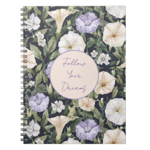 Carnet Fleurs de pétunia crème lavande violet