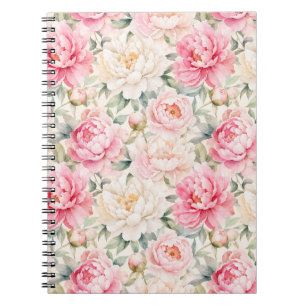 Carnet Fleurs de pivoine à l'aquarelle pastel doux