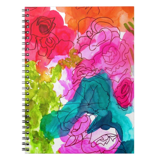 Carnet Fleurs de printemps art abstrait aquarelle (Devant)