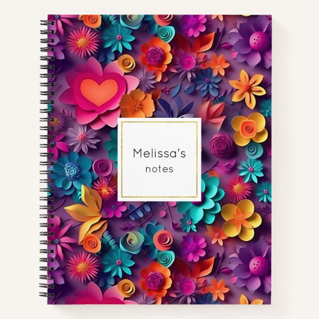 Carnet Fleurs de printemps colorées Motif (Devant)