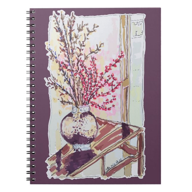 Carnet Fleurs de prunier rouges (Devant)