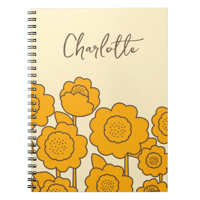 Carnet Fleurs de soleil jaunes Nom personnalisable (Devant)