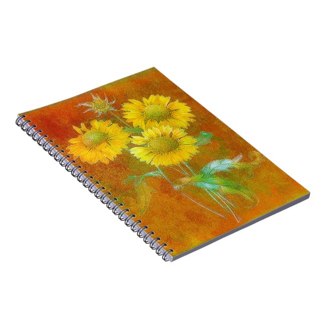 Carnet Fleurs de soleil peintes douces (Côté Droit)