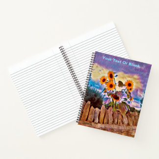 Carnet Fleurs de soleil sur mur de roche