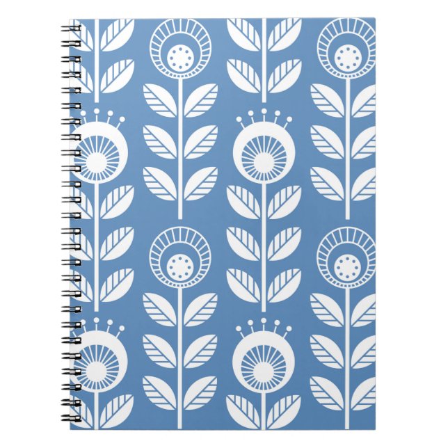 Carnet Fleurs de style folk scandinave - fleurs florales  (Devant)
