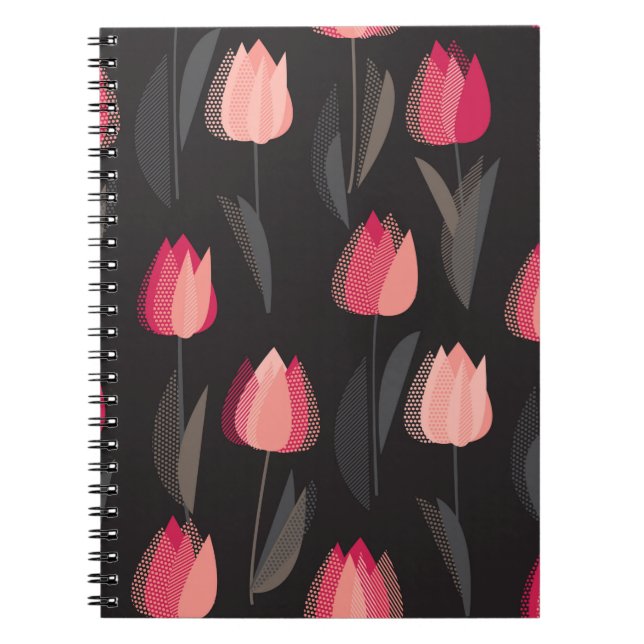 Carnet Fleurs de tulipe rouge abstrait moderne sans coutu (Devant)