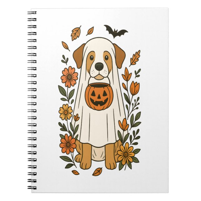 Carnet Fleurs d'hiver du Labrador d'Halloween (Devant)