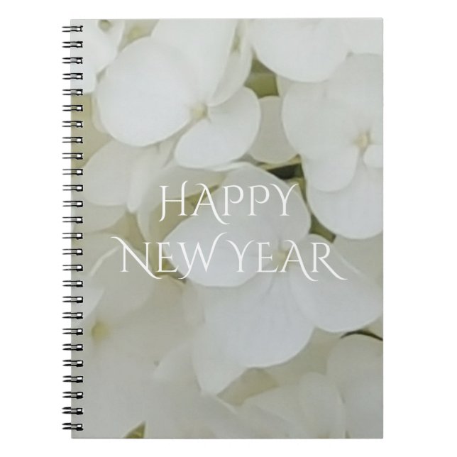 Carnet Fleurs d'Hydrangée Floral Blanc Élégant Fleur (Devant)