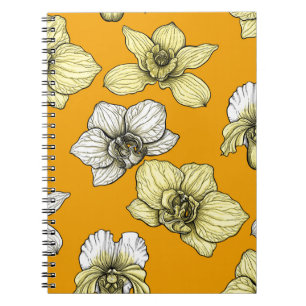 Carnet Fleurs d'orchidées jaune et blanc