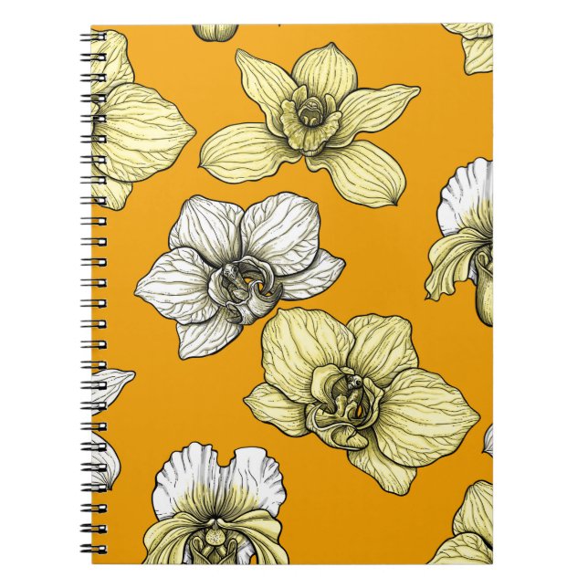 Carnet Fleurs d'orchidées jaune et blanc (Devant)