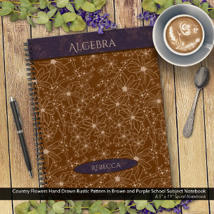 Carnet Fleurs du pays Brown Purple Nom du sujet de l'écol