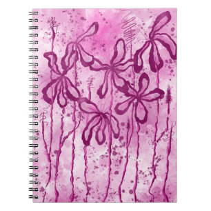 Carnet Fleurs encrées Abstraites Lys roses