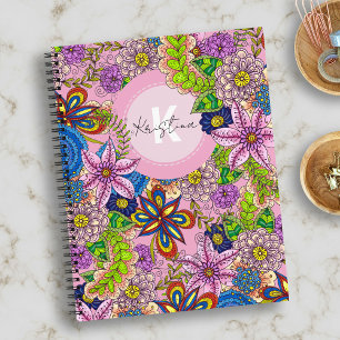 Carnet Fleurs et Feuilles de gribouillis à main