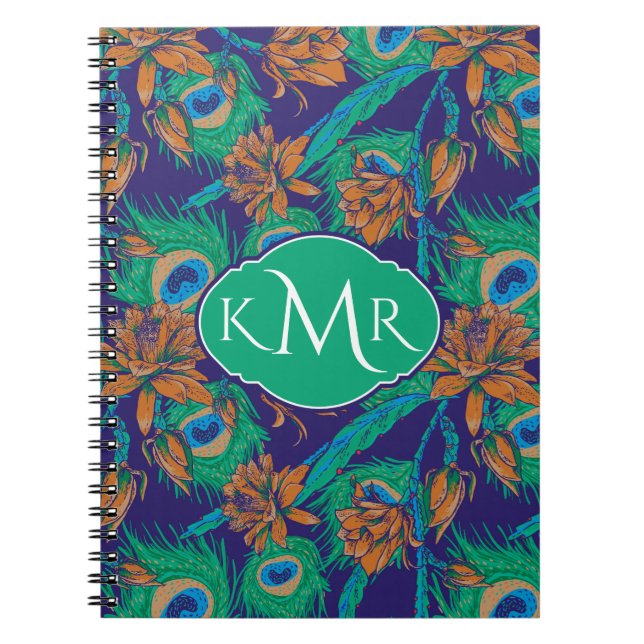 Carnet Fleurs et monogramme des plumes | (Devant)