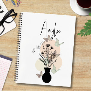 Carnet Fleurs et papillons d'art de la ligne Boho mignonn