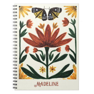 Carnet Fleurs et papillons symétriques abstraits