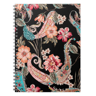 Carnet Fleurs ethniques et feuilles avec paisley vintage 